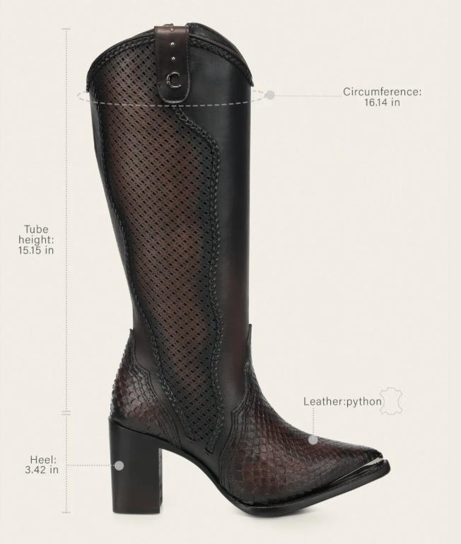 Cuadra CC245  LD Python M Zipper & Studs Pointed Toe