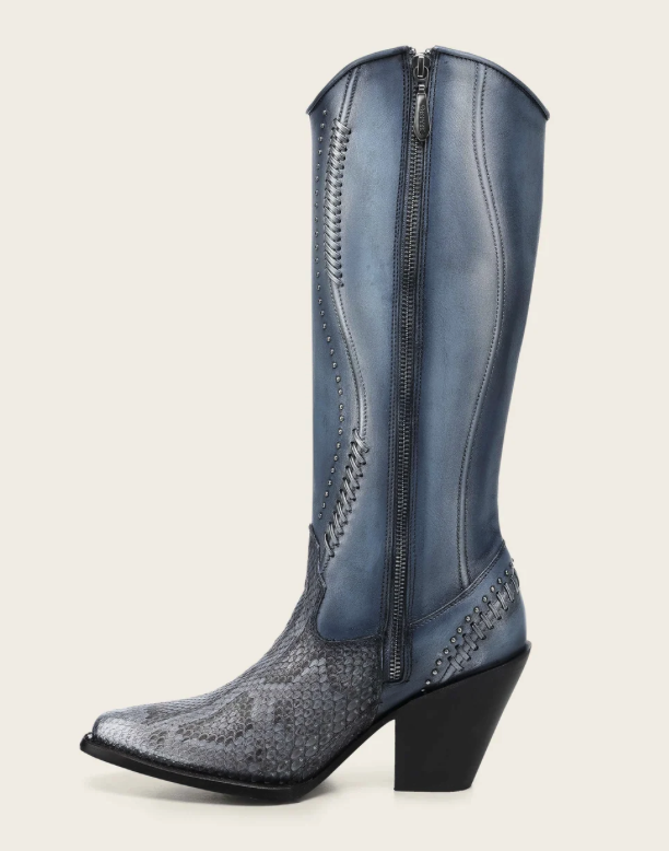 Cuadra CC259 LD Python M Belly Zipper & Woven & Studs Snip toe