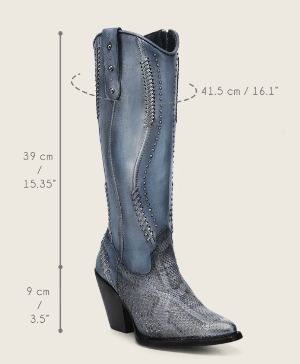 Cuadra CC259 LD Python M Belly Zipper & Woven & Studs Snip toe
