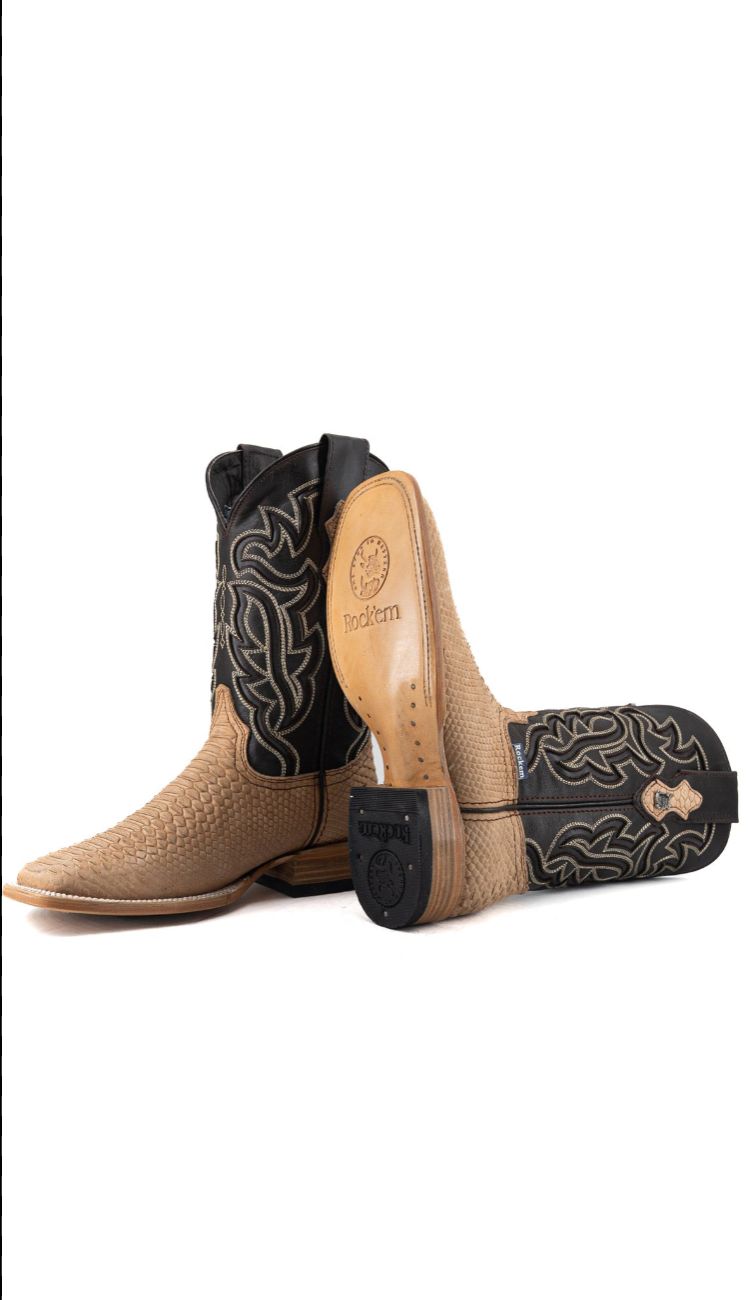 Bruce Matte Python Square Toe Cowboy Boot