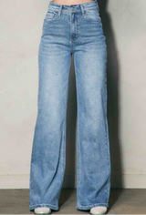 Rhinestone High-Rise Wide-Leg Jeans