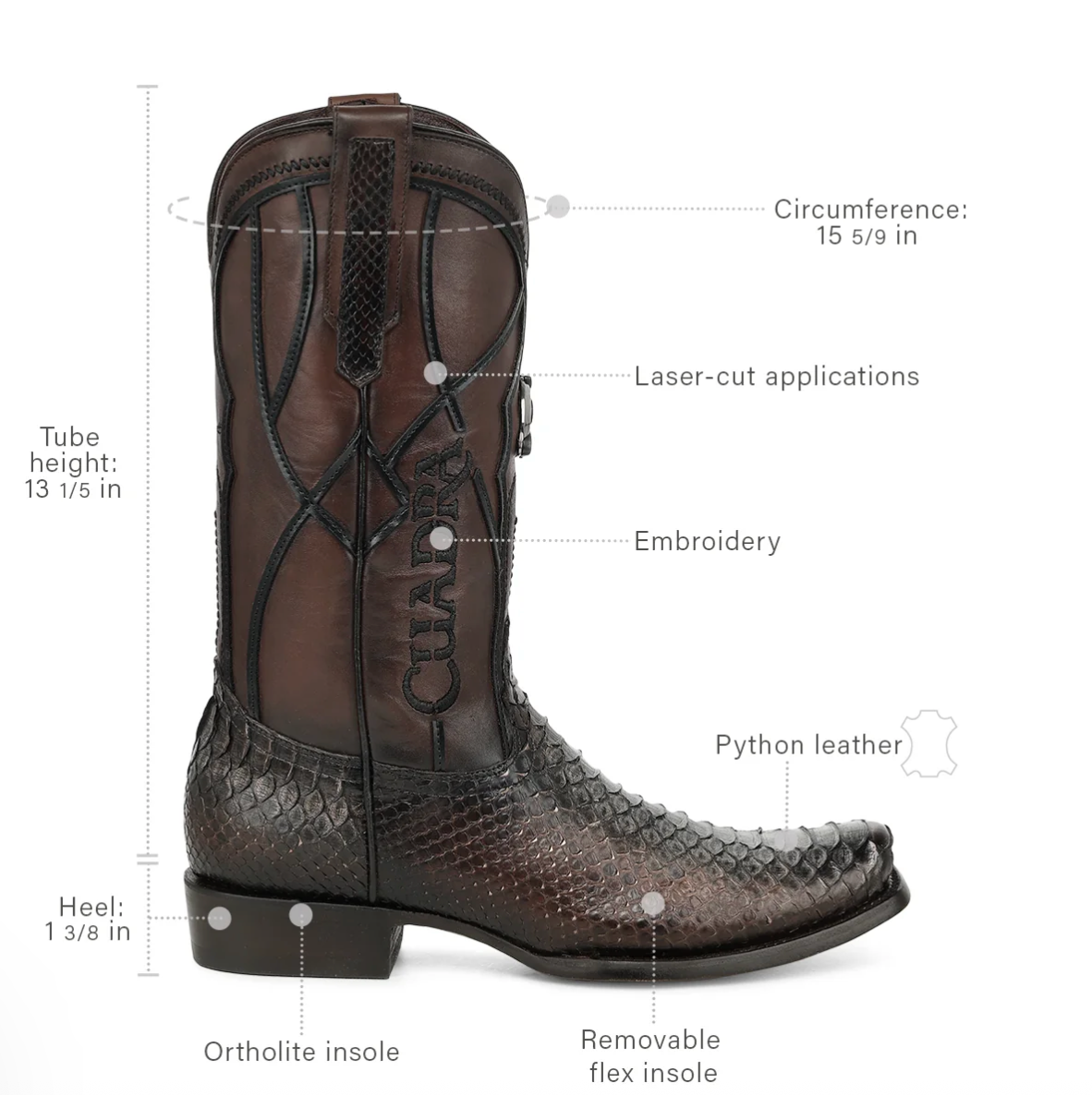 Cuadra CC307 Python Exotic Narrow Toe Cowboy Boot
