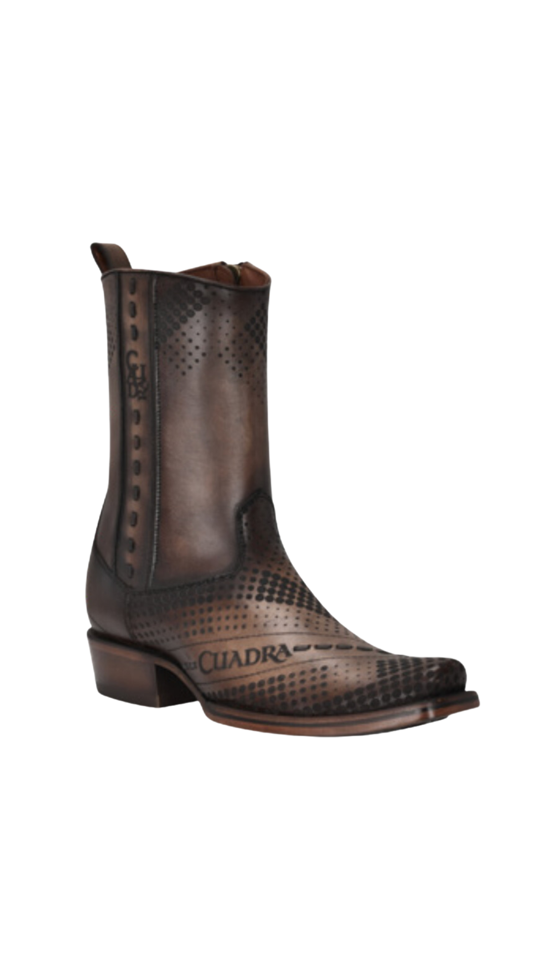 Cuadra MN Twister Brown Laser & Woven & Zipper Narrow Square Toe