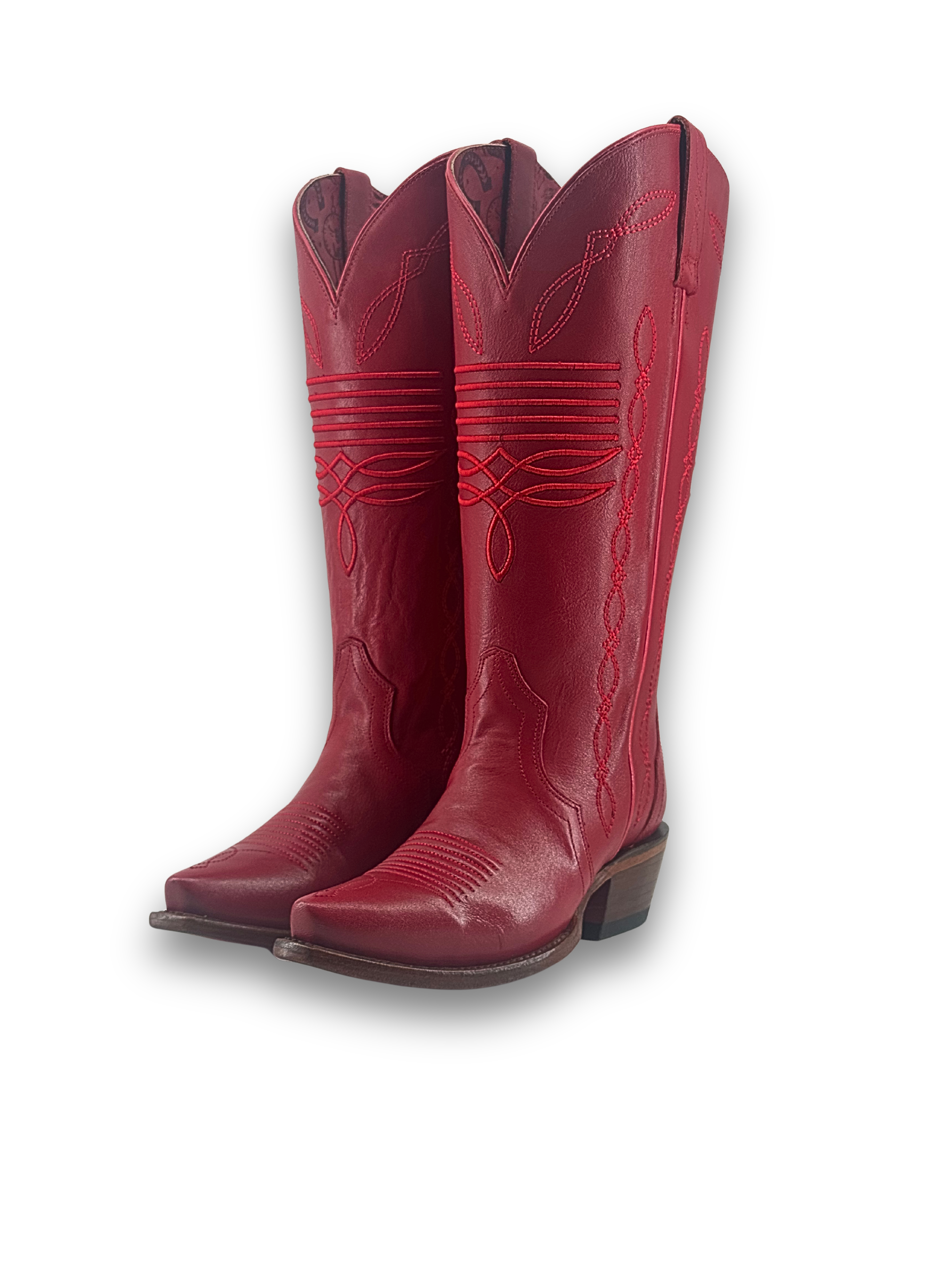 Dalia Midi Red Bottom Wide Calf Snip Toe Cowgirl Boot