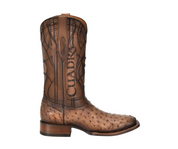 Cuadra CU744 MN Lugano Brown Ostrich Embroidery & Laser & Woven Square Toe