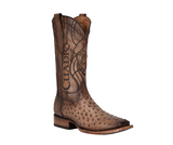Cuadra CU744 MN Lugano Brown Ostrich Embroidery & Laser & Woven Square Toe
