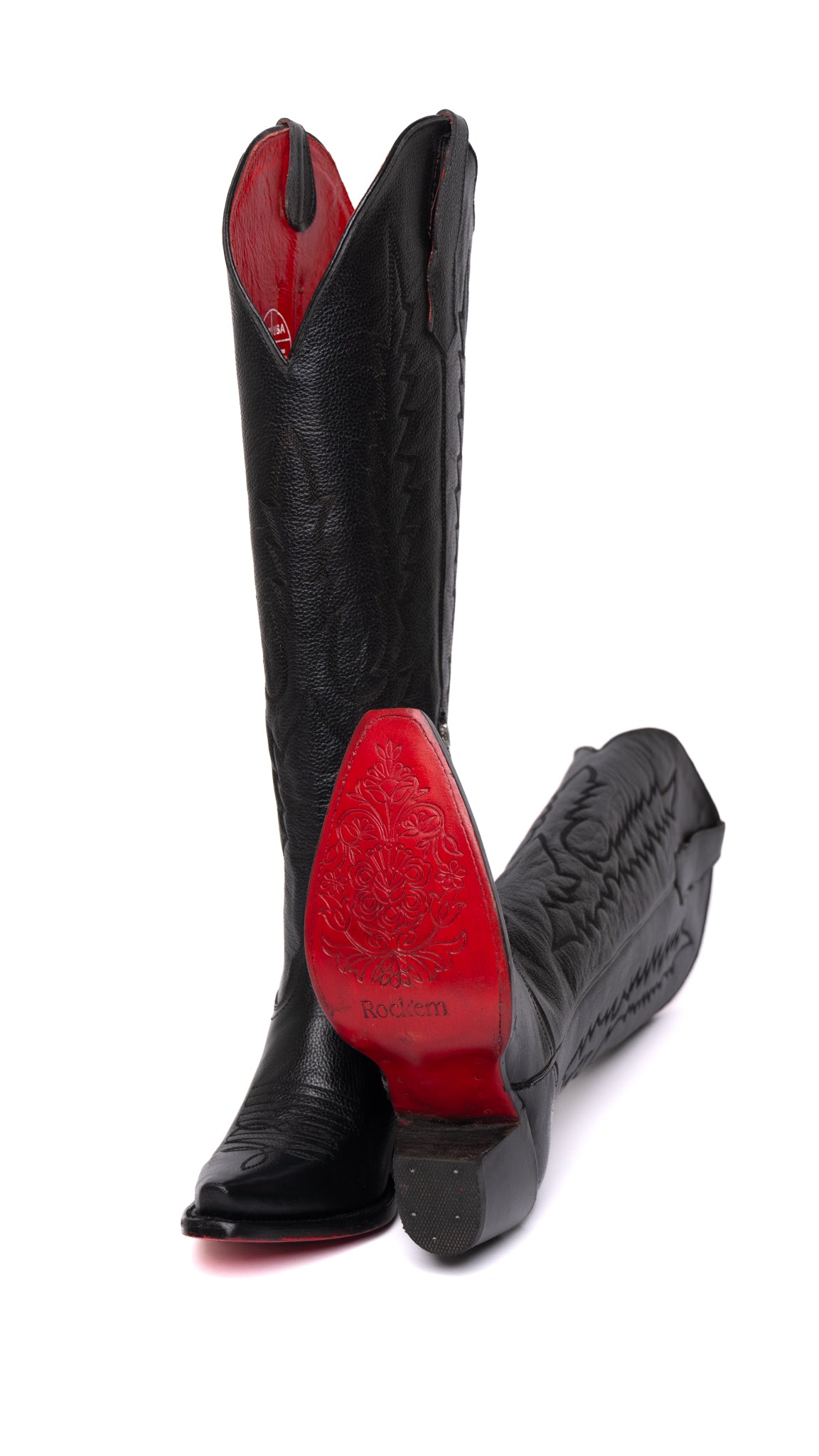 Regina Tall Red Bottom Snip Toe Cowgirl Boot