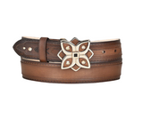 Cuadra BC270 LD Over Chestnut  Laser & Crystal Women Belt