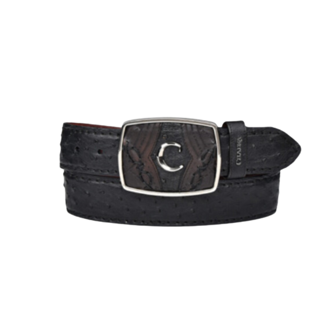 Cuadra BC347 MN Black Ostrich Laser Belt