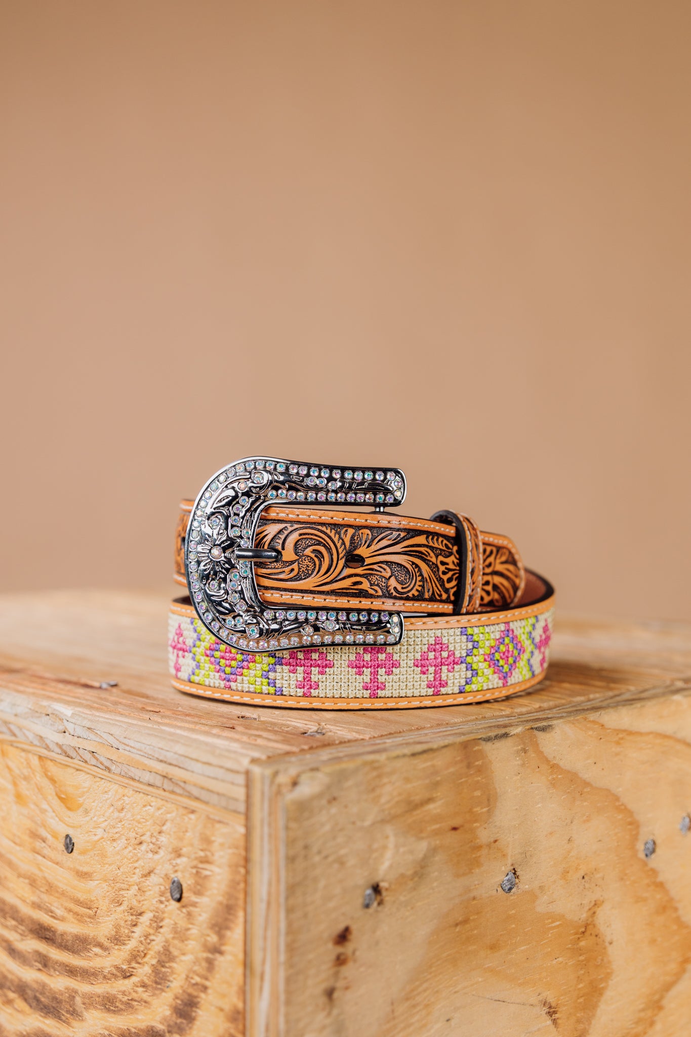 Pink & Yellow Aztec Kids Belt