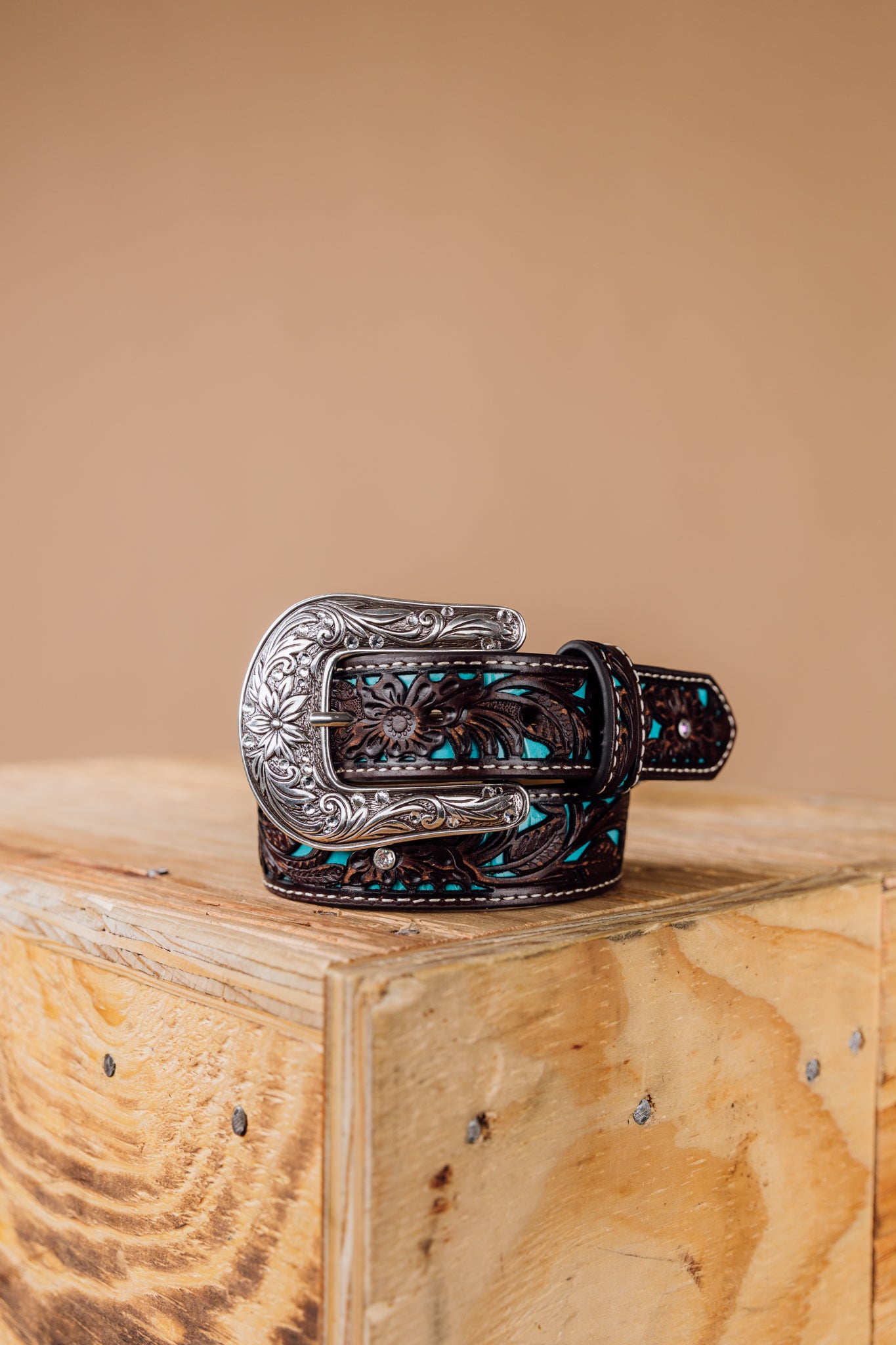 Teal Cincelado Kids Belt