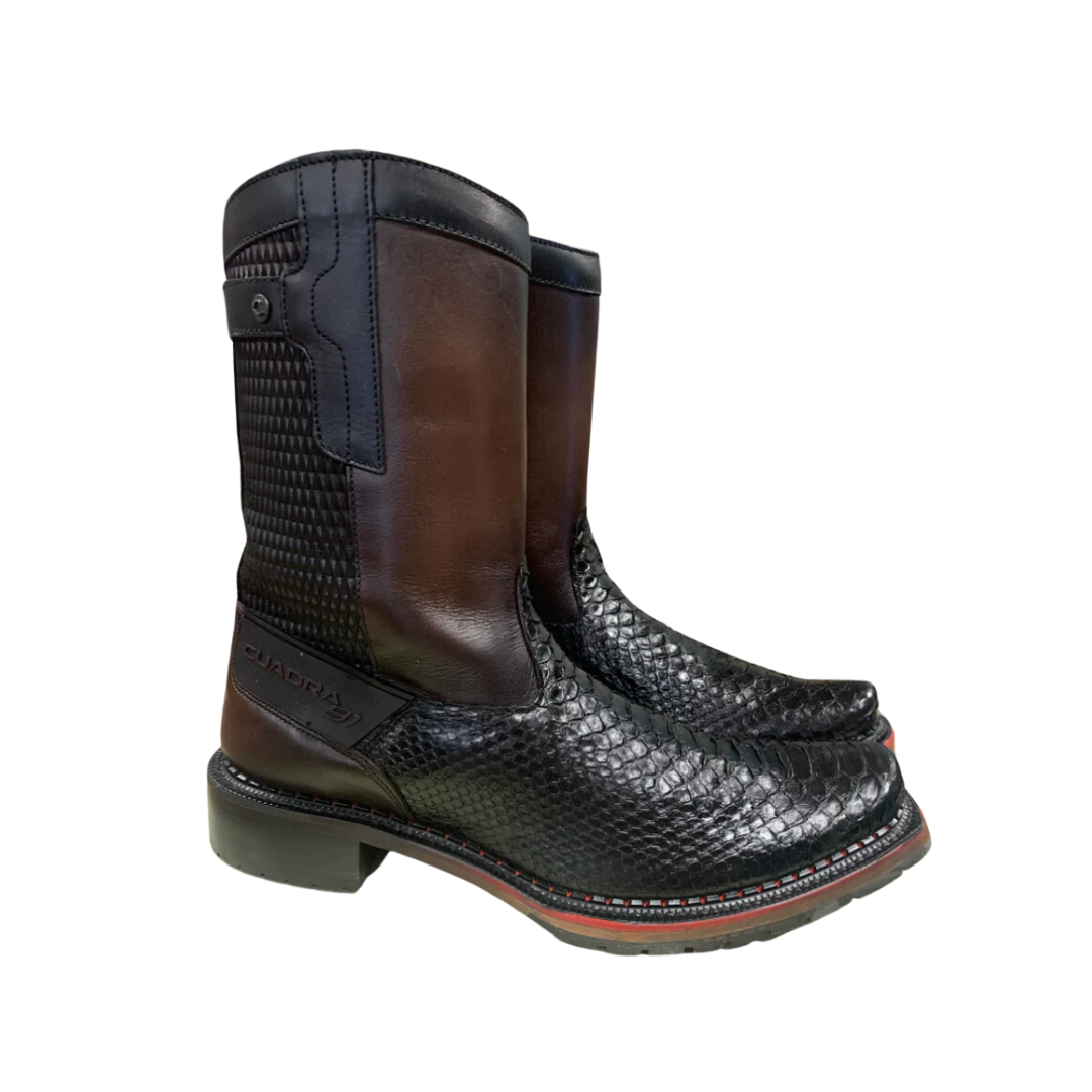 Cuadra CU738 MN Black & Brown Python Zipper Boot