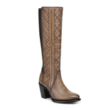 Cuadra CC258 LD Elastic & Embroidery & Crystals & Laser & Studs & Zipper Snip Toe Cowgirl Boot