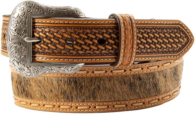 Nocona Brown Western Cowhide Inlay Basketweave Men's Belt