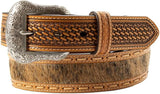 Nocona Brown Western Cowhide Inlay Basketweave Men's Belt