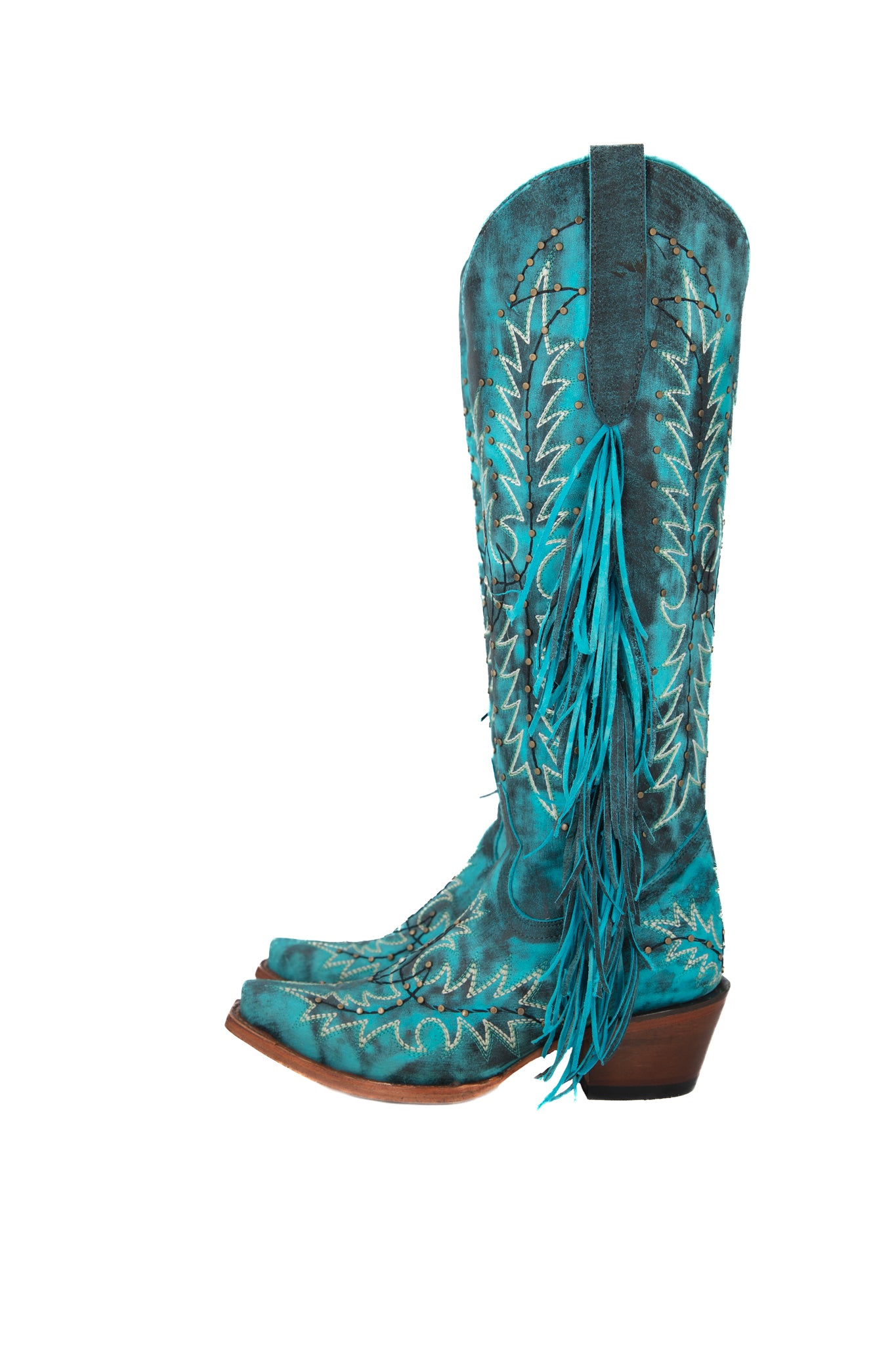 Turquoise 2024 fringe boots