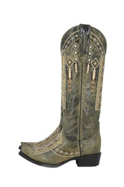 Piel Old Crazy Verde Tall Snip Toe Cowgirl Boot