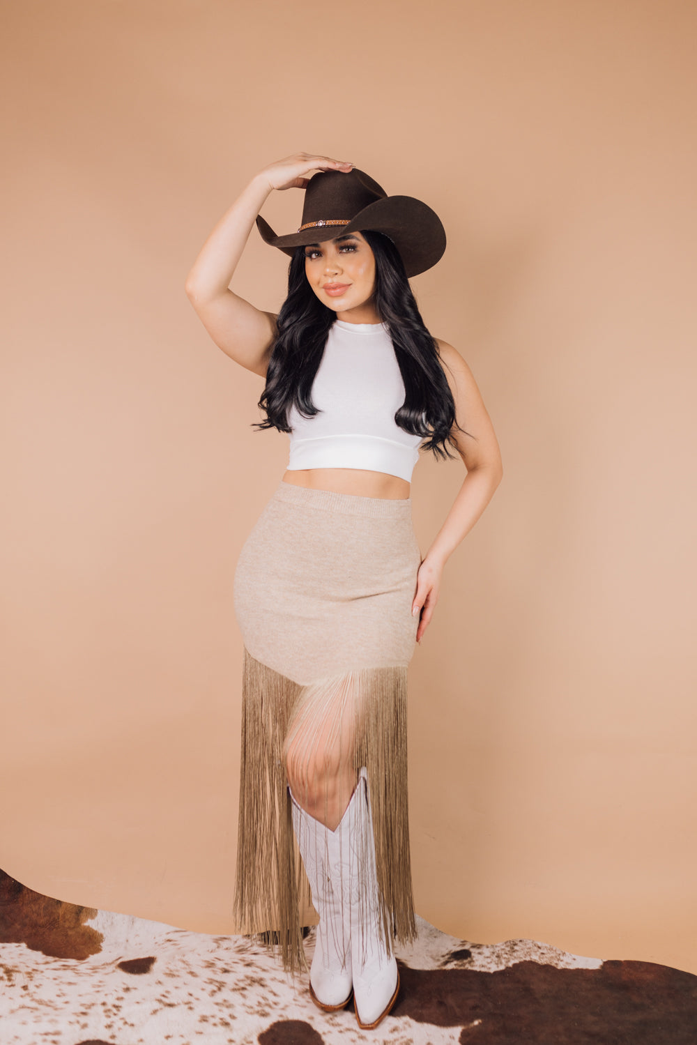 The Emily Knit Long Fringe Skirt