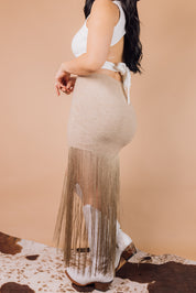 The Emily Knit Long Fringe Skirt