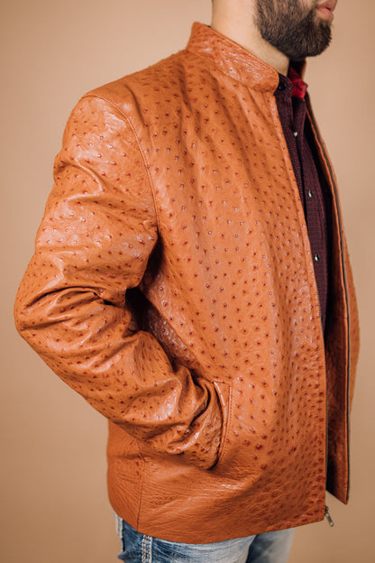 Orange Ostrich Leather Jacket - Adamo 36