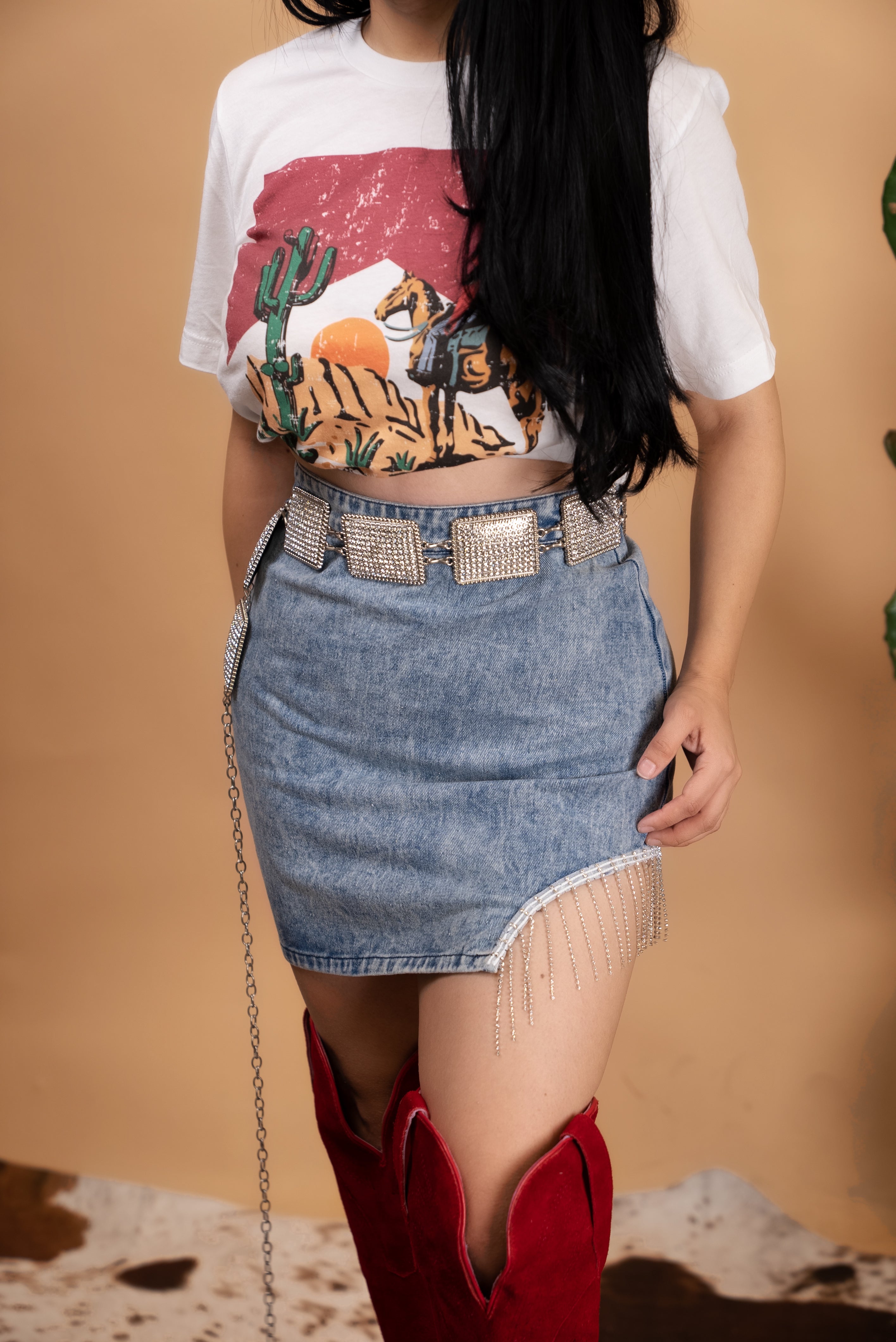 The Devany Denim Skirt w/ Rhinestones JJ