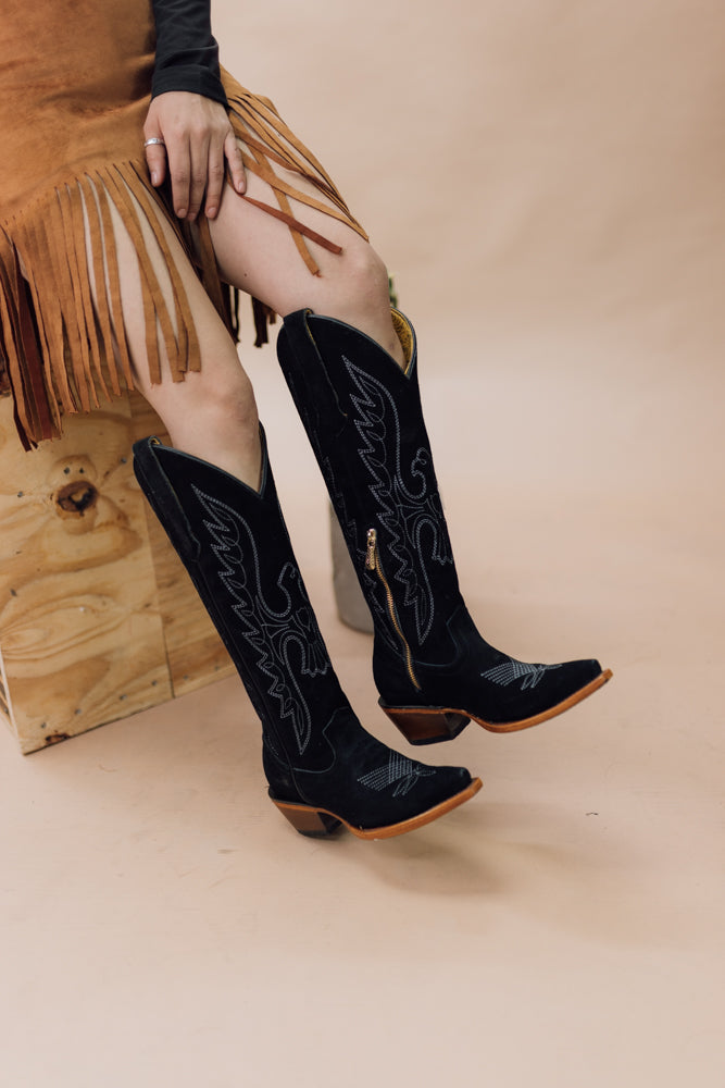 Tall black cowgirl boots sale